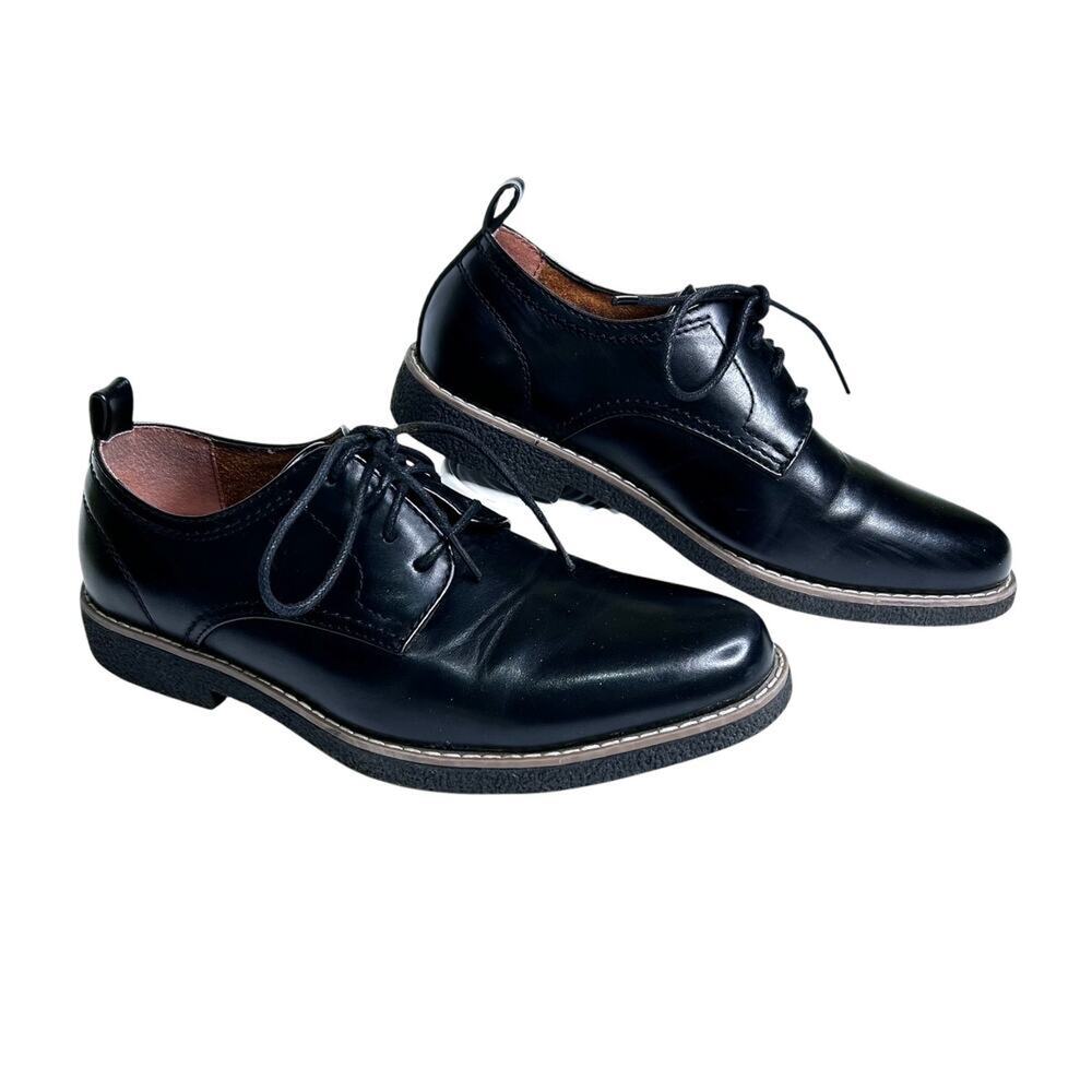 Deer Stags Zander Boys 6M Lace Up Black Vegan Leather Oxford Dress Shoes